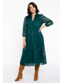 Dress puffed sleeve lace - dark green
