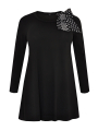 Tunic wide bottom bow dots - black 