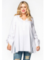 Blouse A-line roll sleeves - white blue